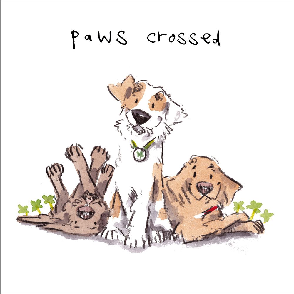 Woodmansterne Dogs Paws Crossed Good Luck Card
