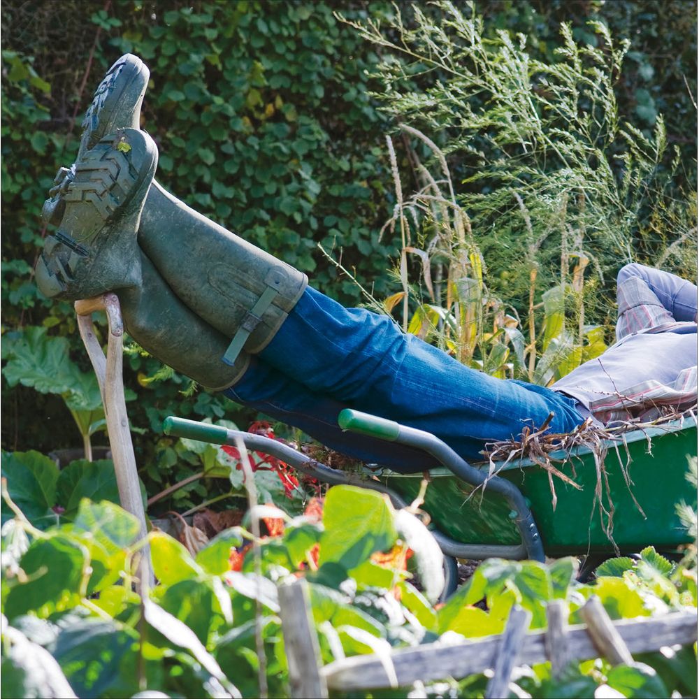 Woodmansterne Feet Up Wheelbarrow Blank Card