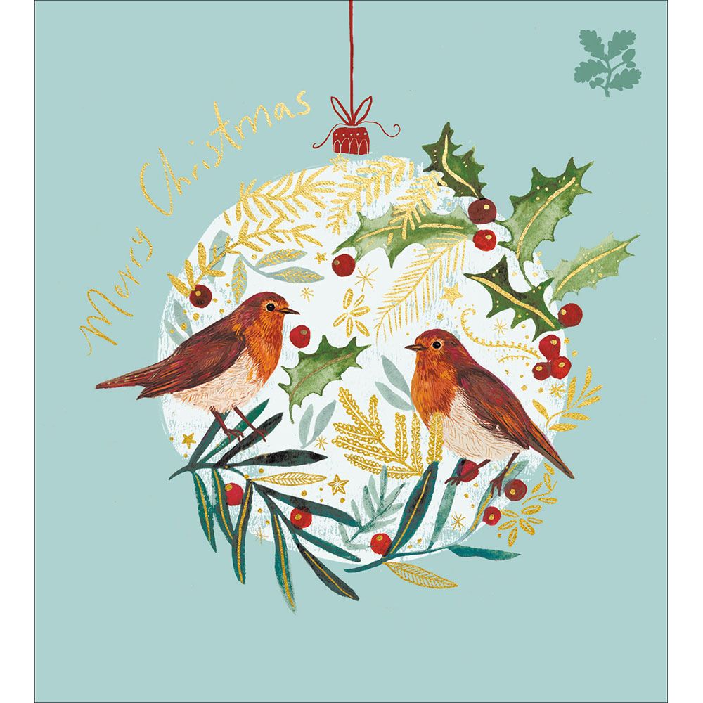 Woodmansterne Festive Robin Bauble Christmas Card