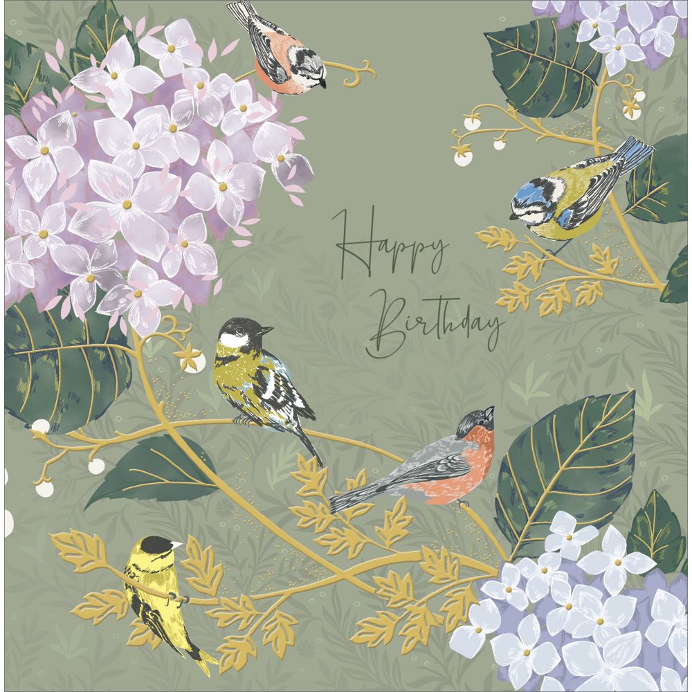 Woodmansterne Floral Delight Birds Birthday Card