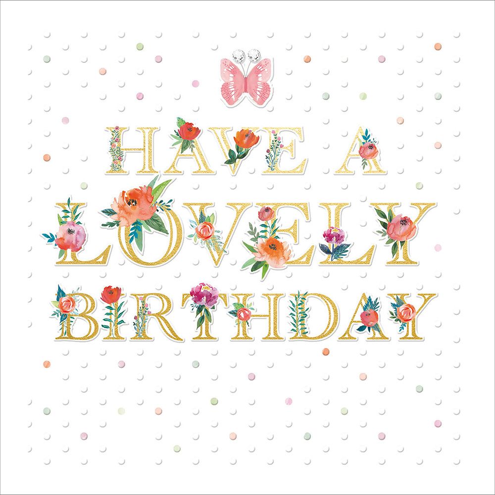 Woodmansterne Floral Text Lovely Birthday Card