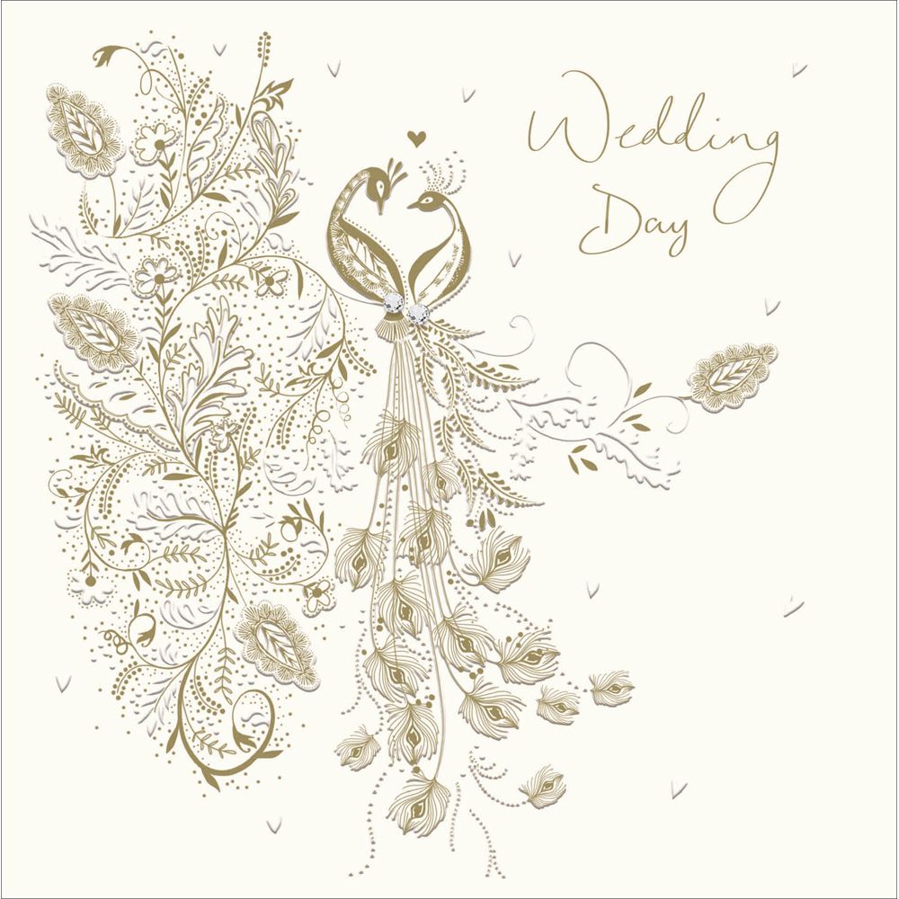 Woodmansterne Golden Peacocks Wedding Day Card