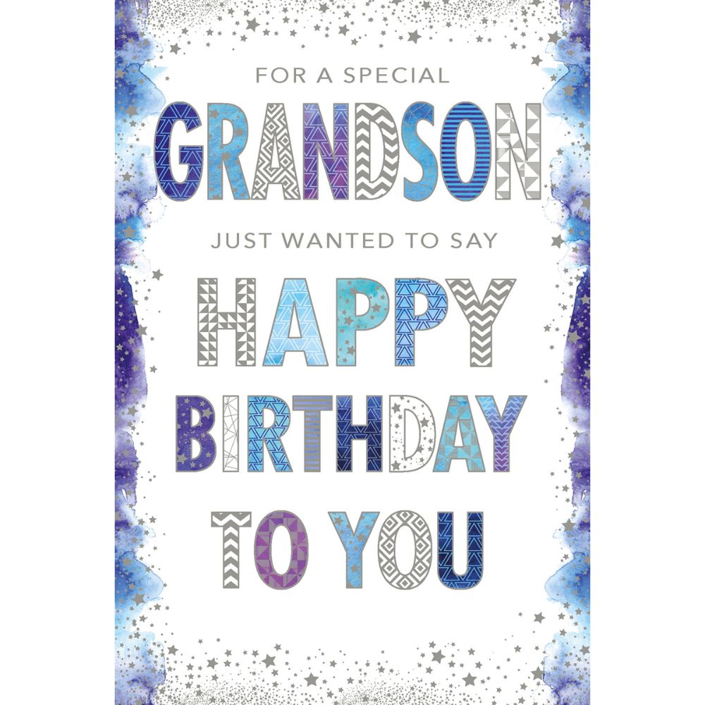 Woodmansterne Grandson Graphic Text Special Birthday Card