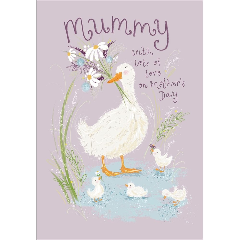 Woodmansterne Mummy Ducks Holding Flowers Mother's Day Card