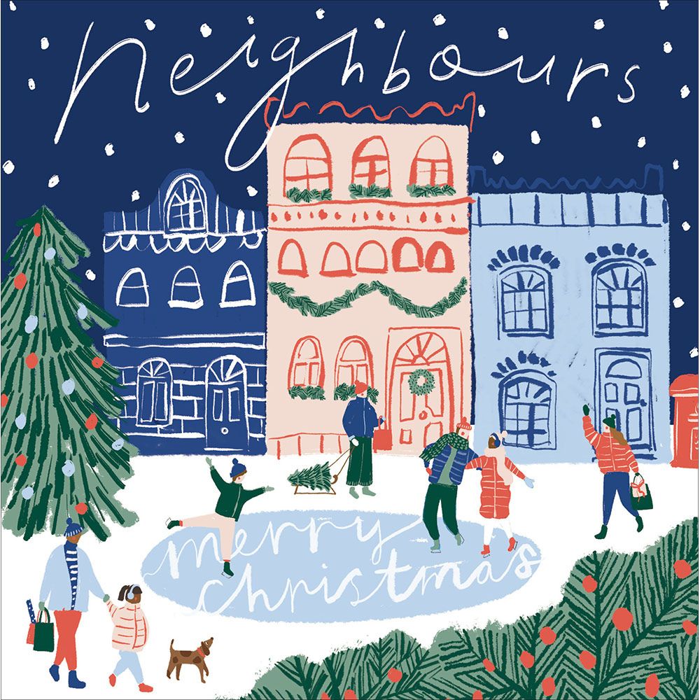Woodmansterne Neighbours Ice Skating Christmas Card