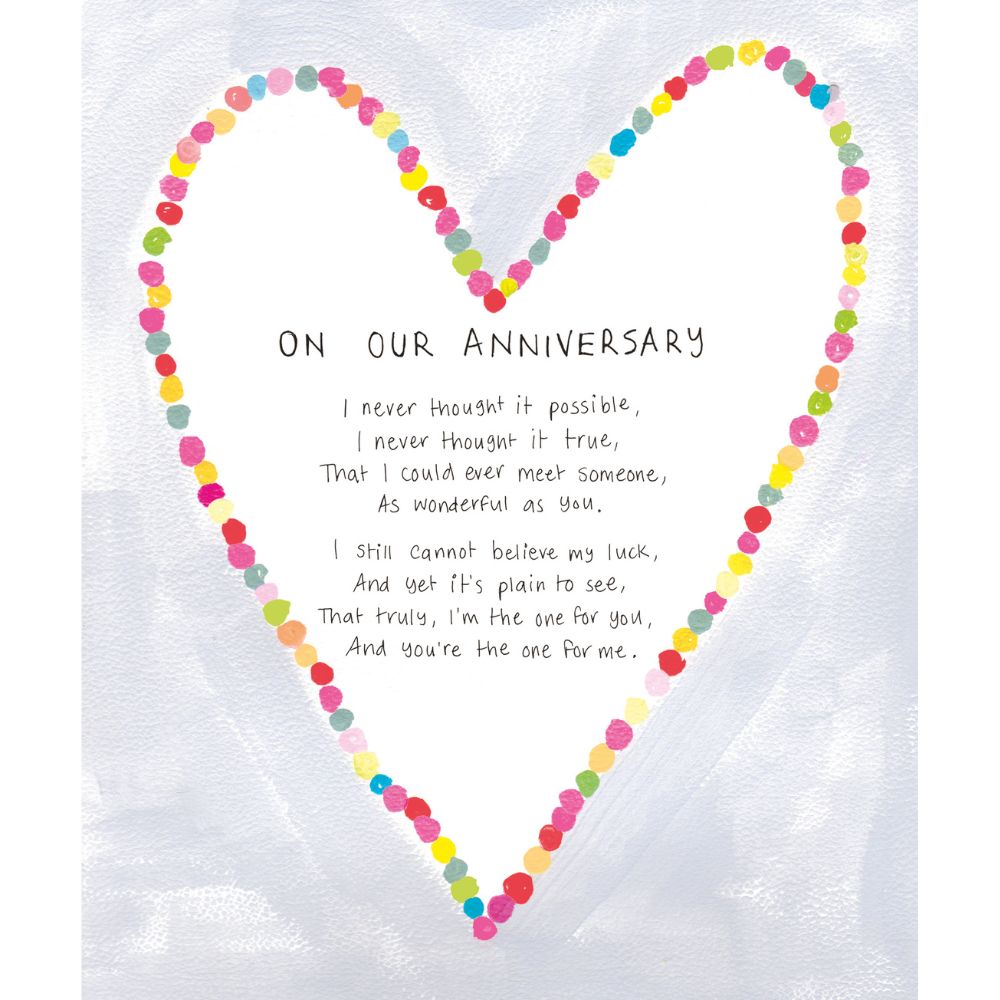 Woodmansterne Neon Dot Heart Poem Anniversary Card