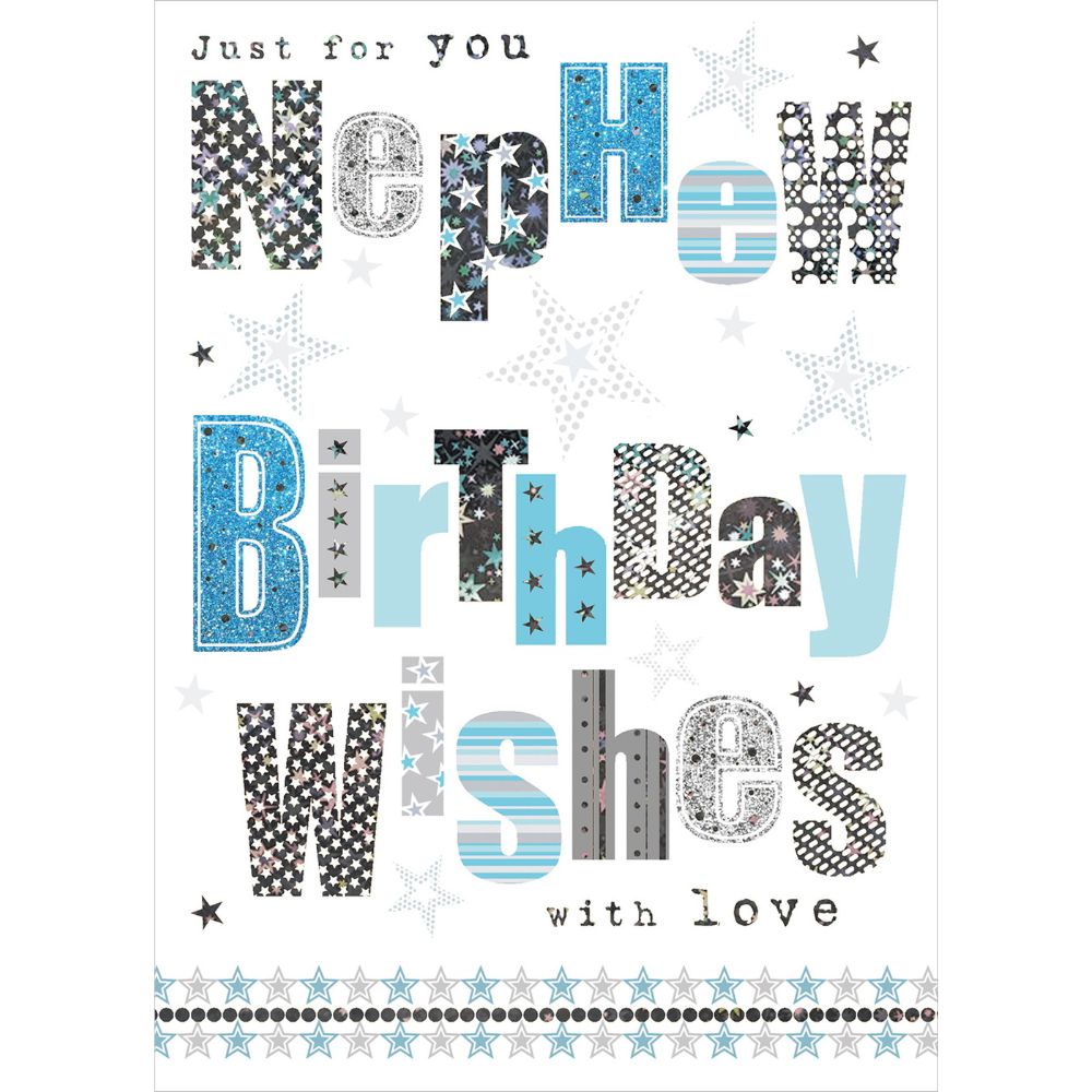 Woodmansterne Nephew Foil Text With Love Birthday Card