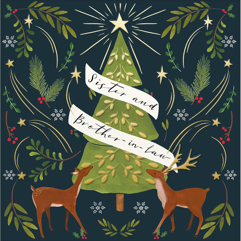 Woodmansterne Sister & Brother in Law Deers & Tree Christmas Card