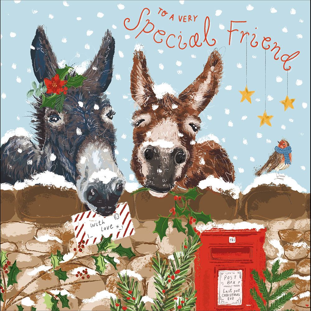 Woodmansterne Special Friend Two Donkeys Christmas Card