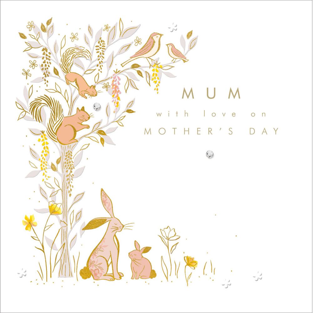Woodmansterne Squirrel & Rabbits by a Tree Mother's Day Card
