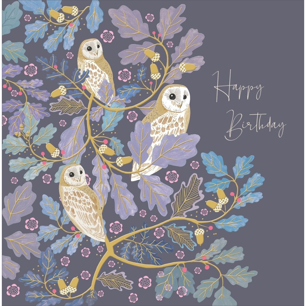 Woodmansterne Wise Owls in Foliage Birthday Card
