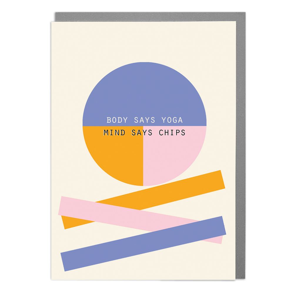 Woodmansterne Yoga, Chips & Humour Birthday Card