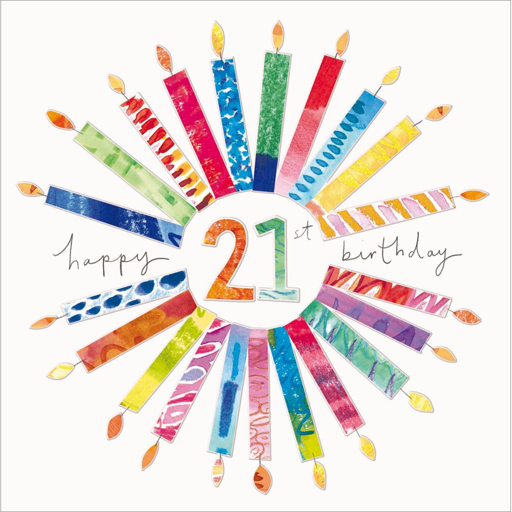 Woodmansterne 21st Colourful Kaleidoscope Candles Birthday Card