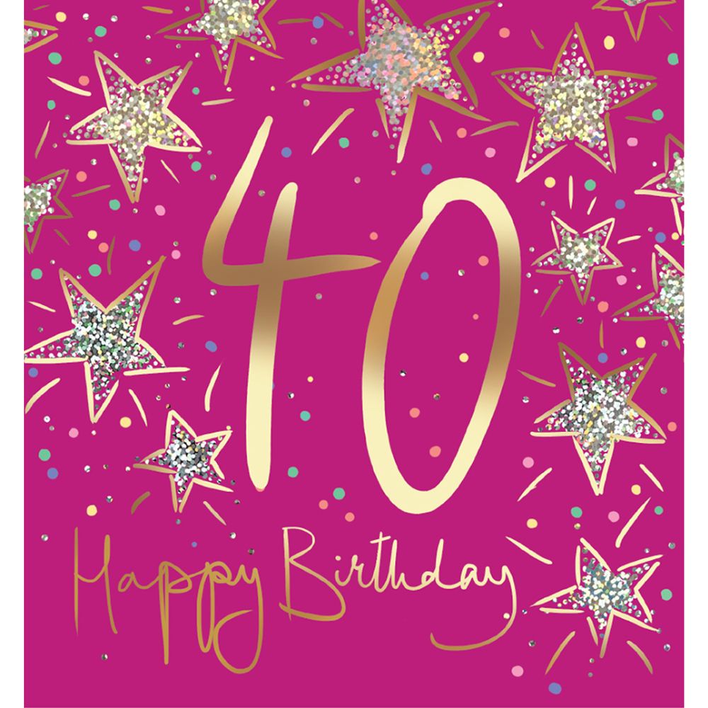 Woodmansterne 40th Sparkle Stars Birthday Card