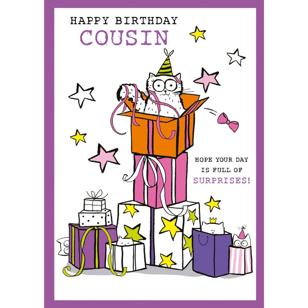 Woodmansterne Cousin Cat & Friends Birthday Card