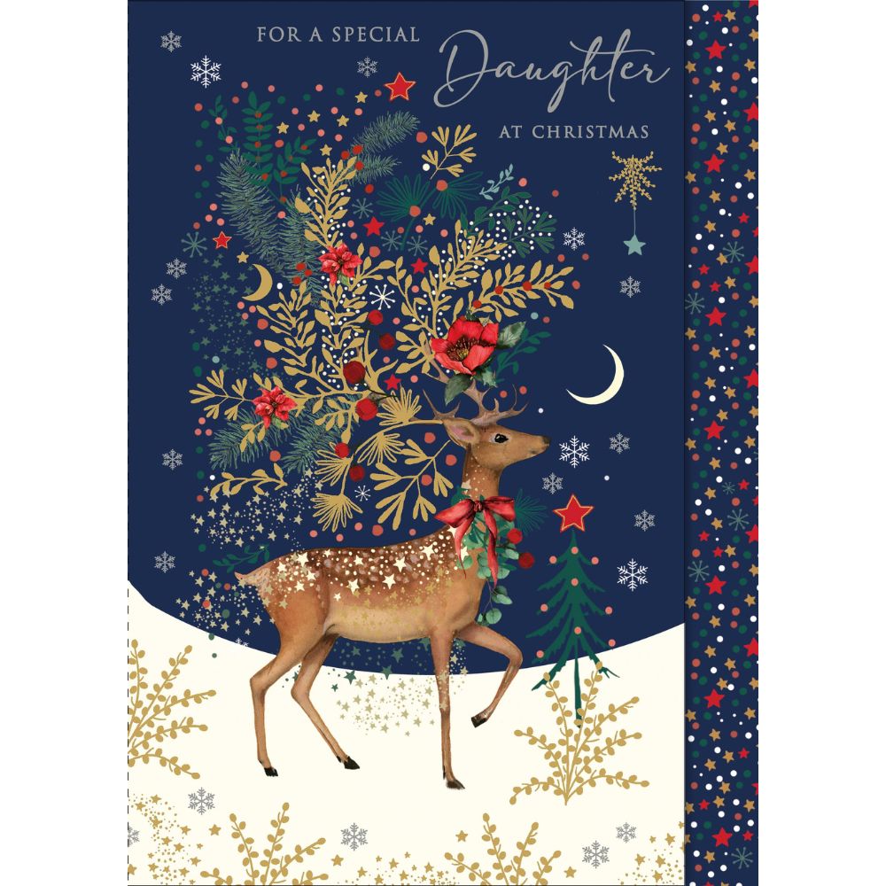 Woodmansterne Daughter Golden Leaf Deer Christmas Card