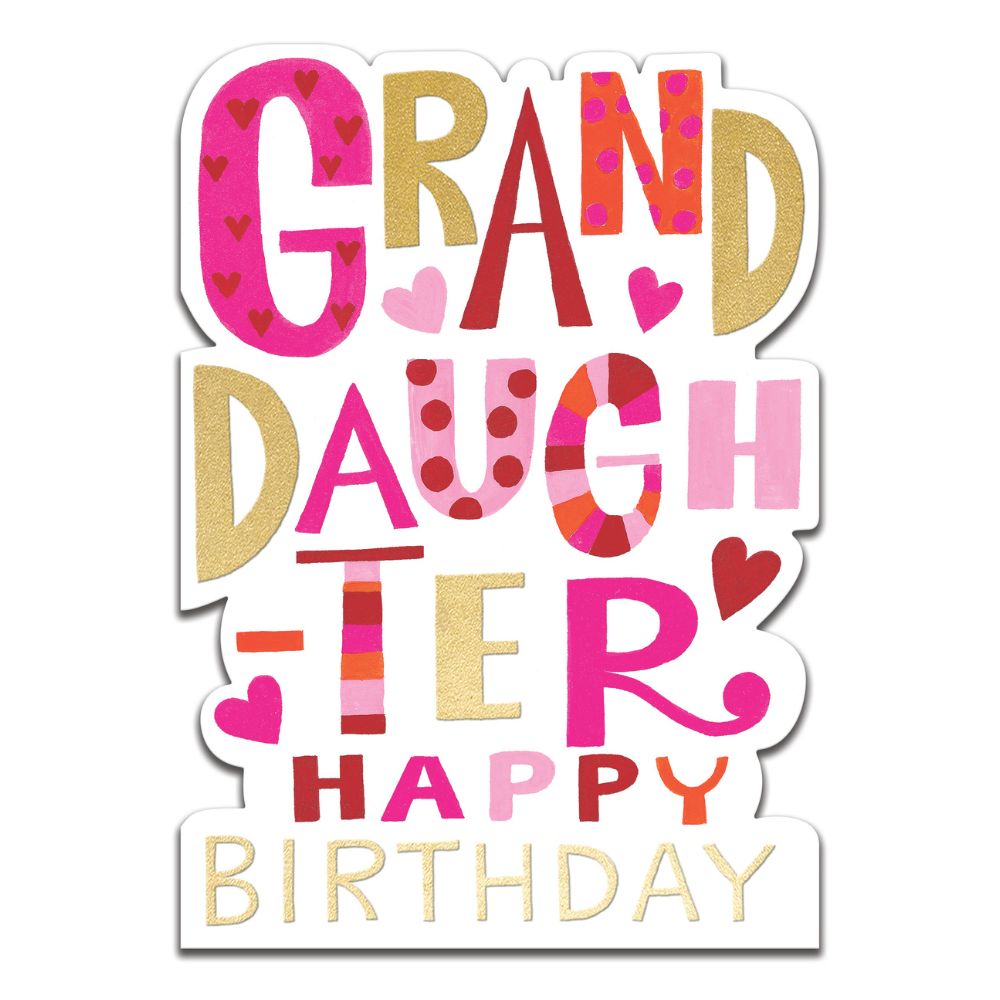 Woodmansterne Granddaughter Pink Text Birthday Card