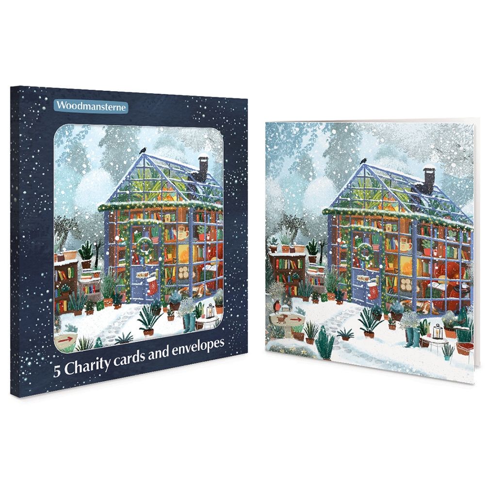 Woodmansterne Green House in Snow Boxed Christmas Cards - Pack of 5