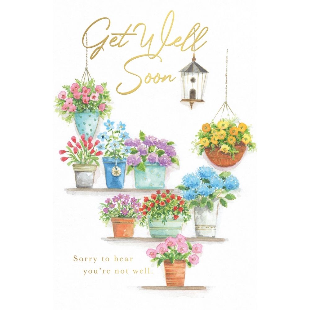 Woodmansterne Lots of Pots & Flowers Get Well Card