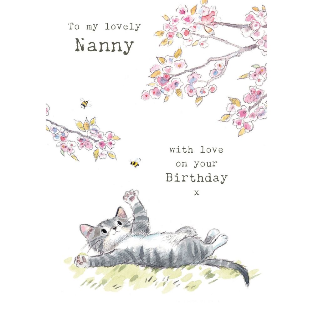 Woodmansterne Nanny Cat & Cherry Blossom Birthday Card