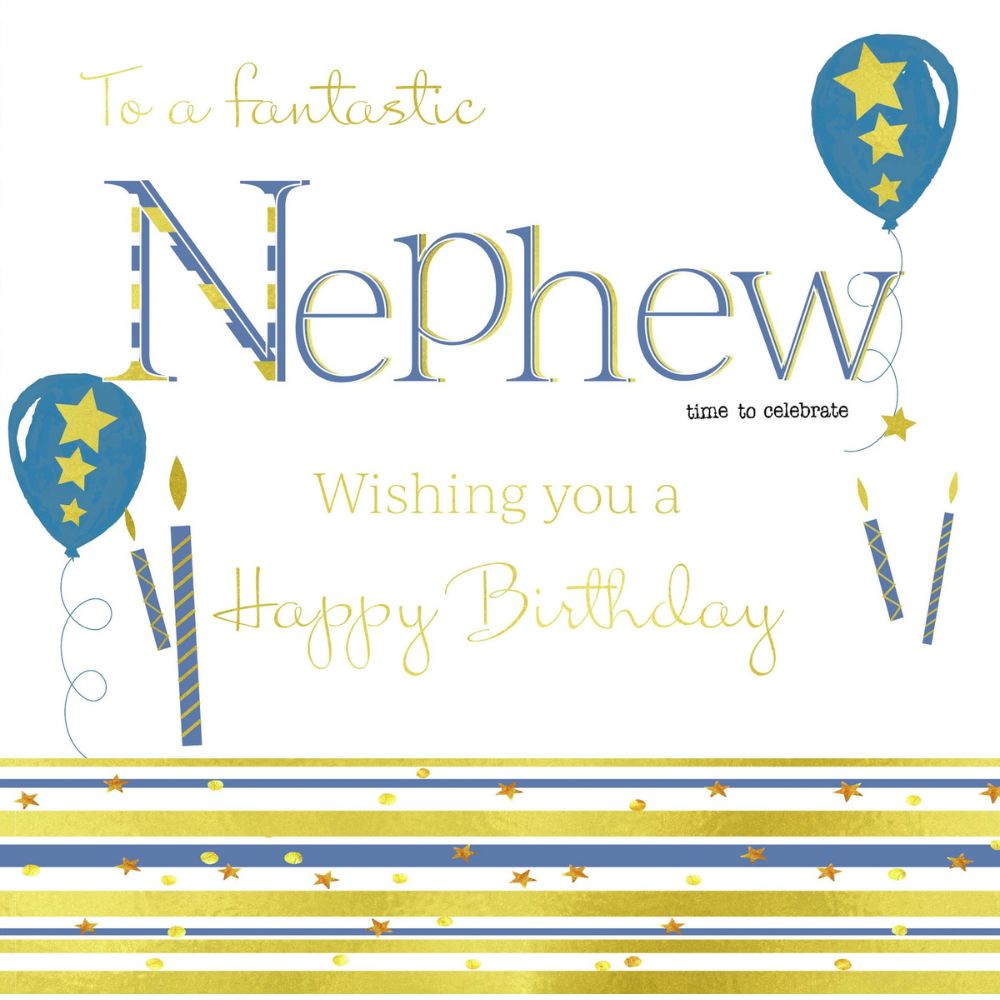 Woodmansterne Nephew Balloons & Candles Birthday Card