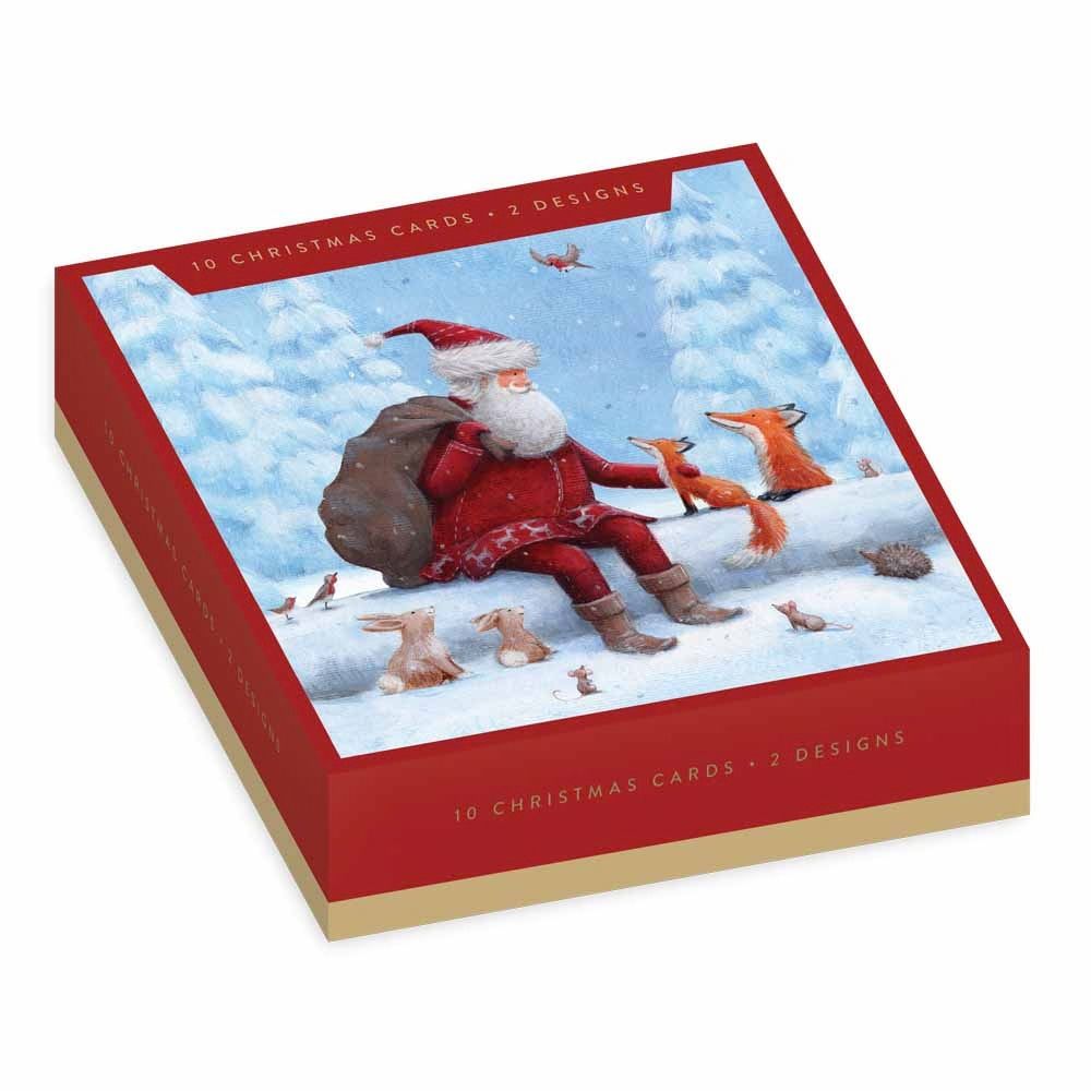 Woodmansterne Santa in Woodland Boxed Christmas Cards - Pack of 10