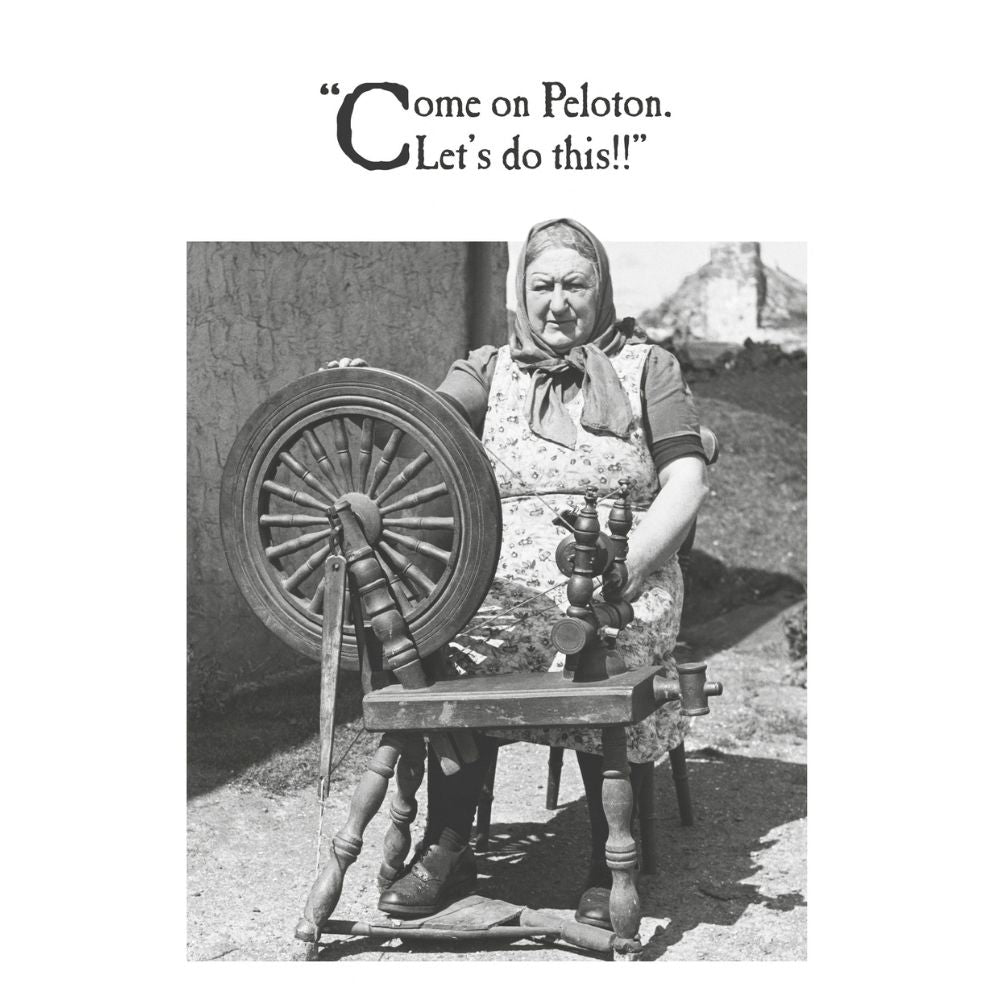 Woodmansterne Woman with Spinning Wheel Funny Blank Card