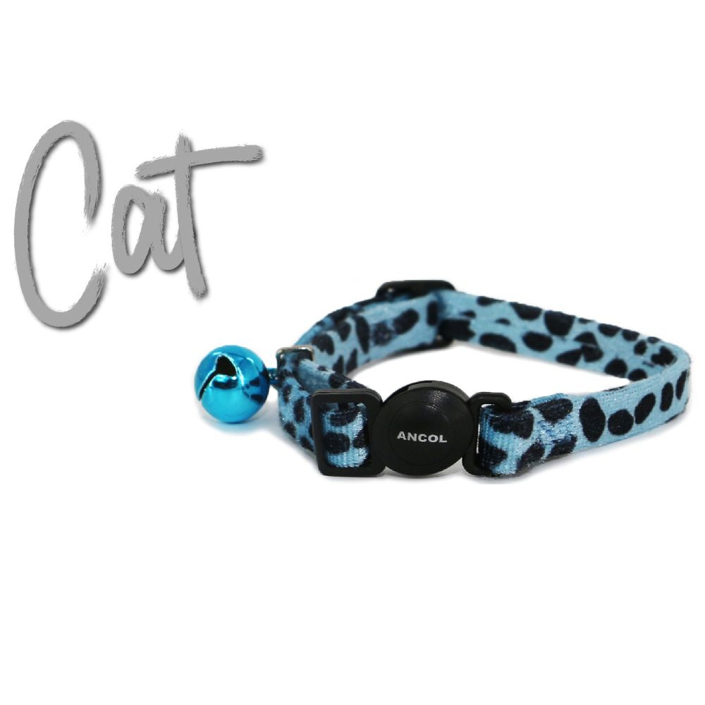 Ancol XL Turquoise Velvet Leopard Print Cat Collar