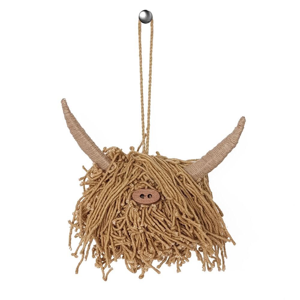 Aquarelle 17cm Moo Natural Hair Cow Decoration - Natural