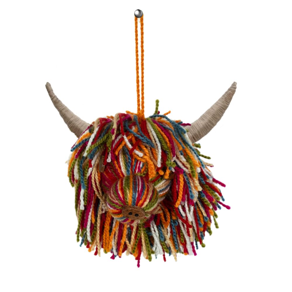 Aquarelle 15cm Moo Hairy Highland Cow Head - Red