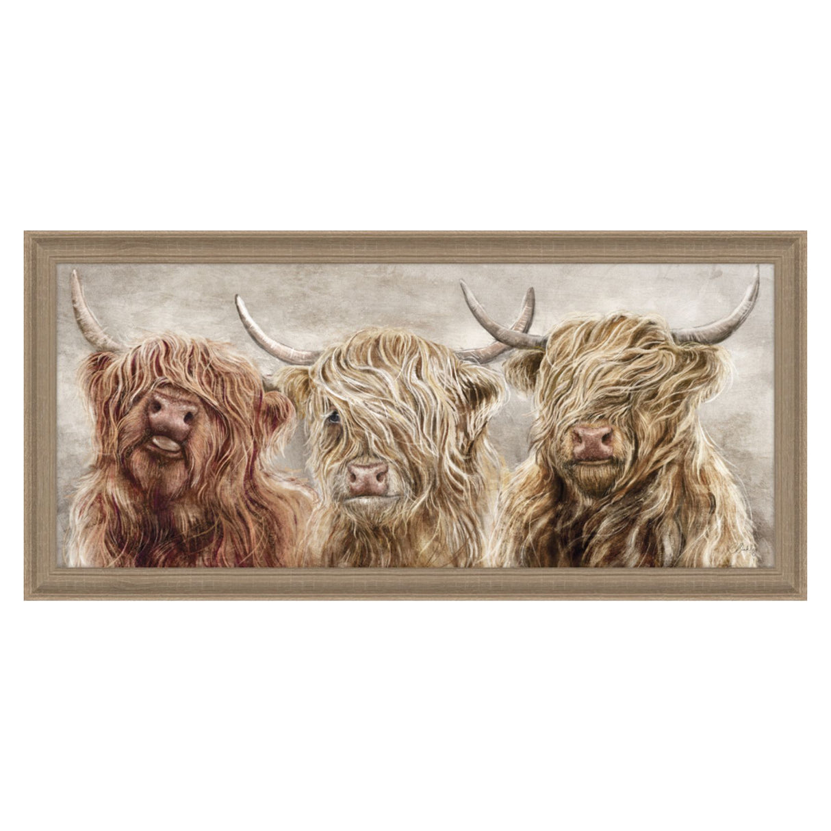 Artko 125cm Hand Finished 'Kindred Cows' Framed Print by Charlotte Oakley