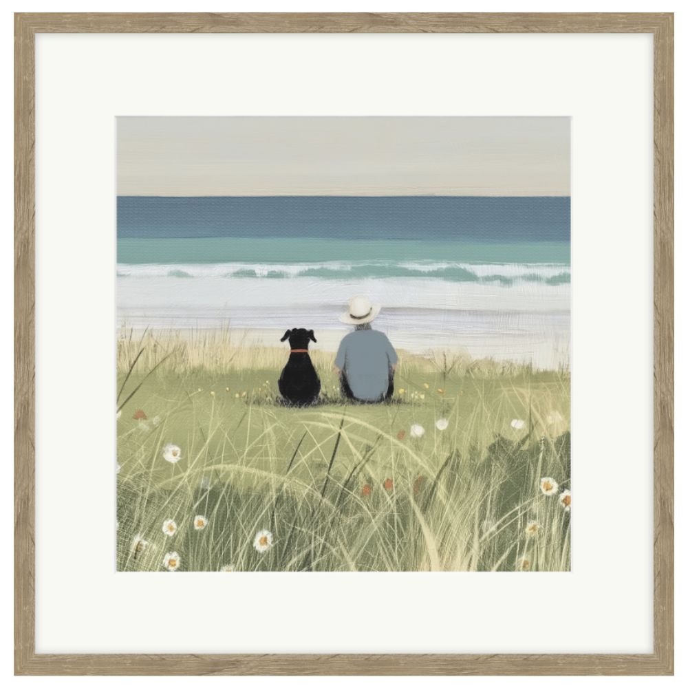 Artko 42cm Man & His Dog Framed Print By Lucy Hart