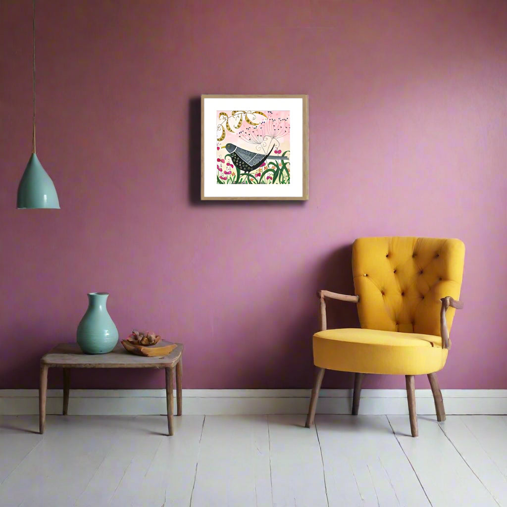 Artko 43cm 'Blackbirds in the Garden' Framed Print by Linda Hoskin