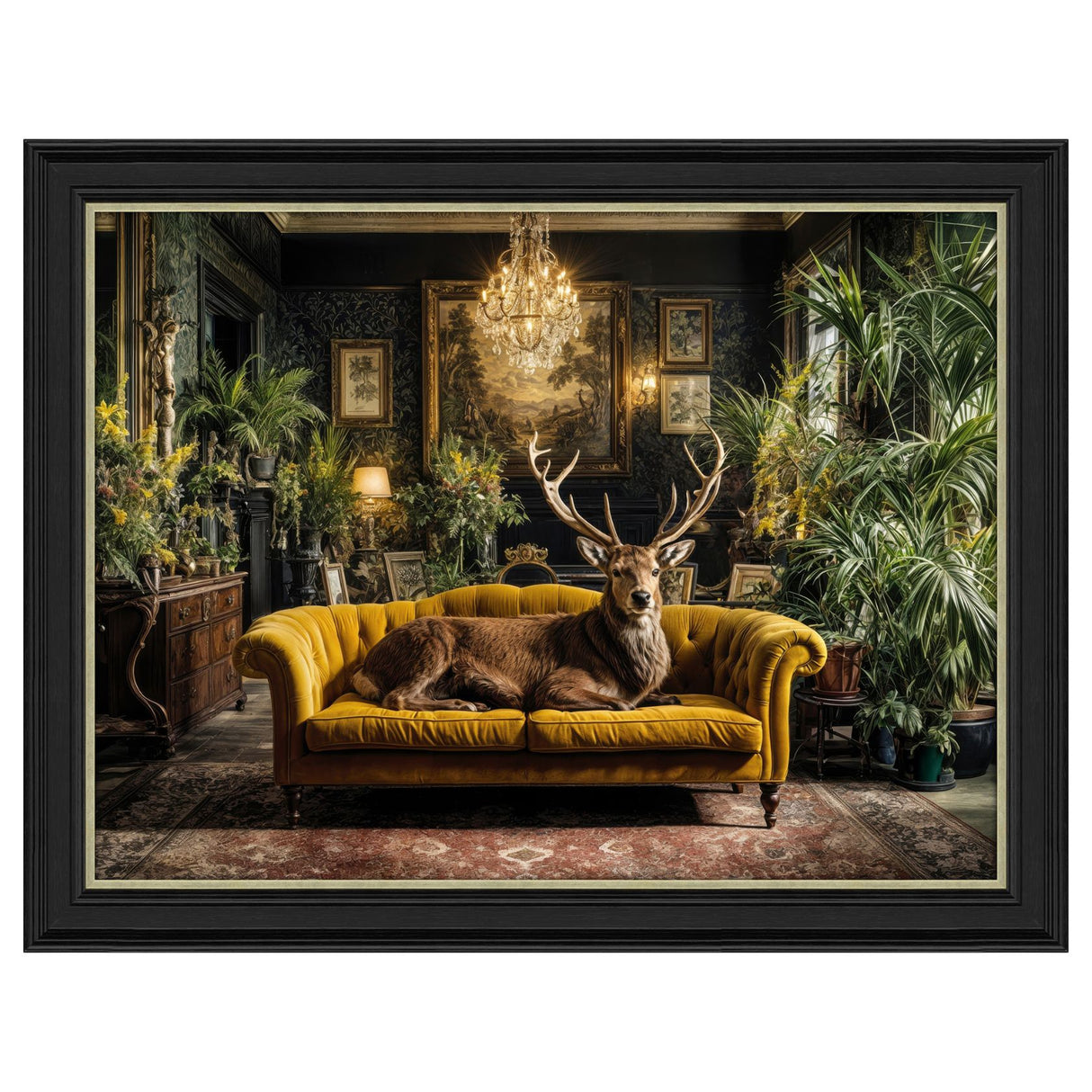 Artko 90cm Hand Finished 'Lounging Stag' Framed Print by Artko Designs