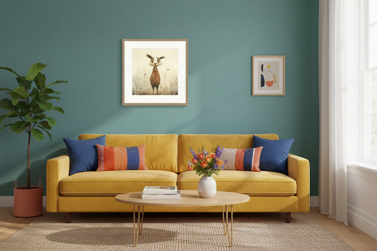 Artko 42cm 'Stick Leg Badger' Framed Print by Lucy Hart