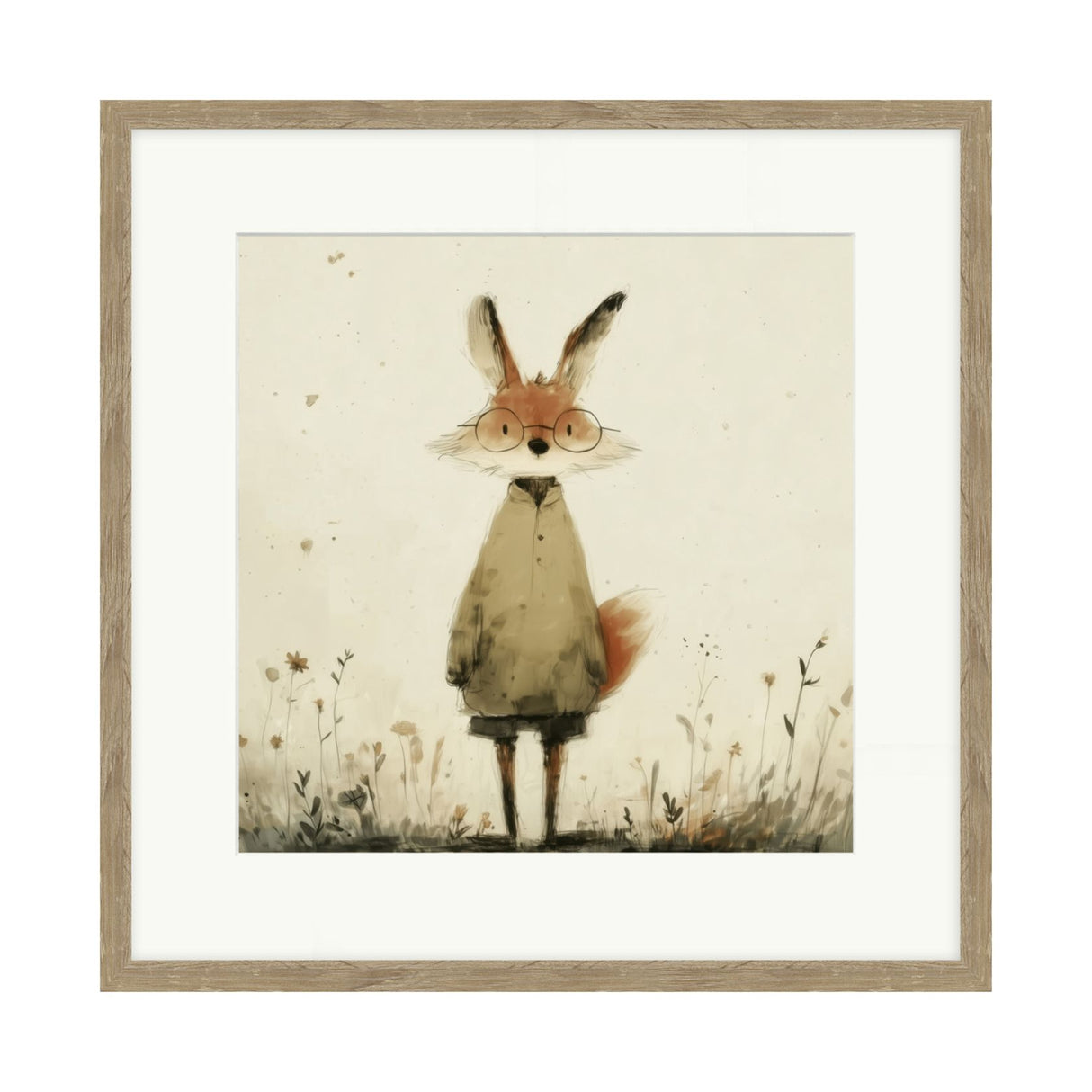 Artko 42cm 'Stick Leg Fox' Framed Print by Lucy Hart