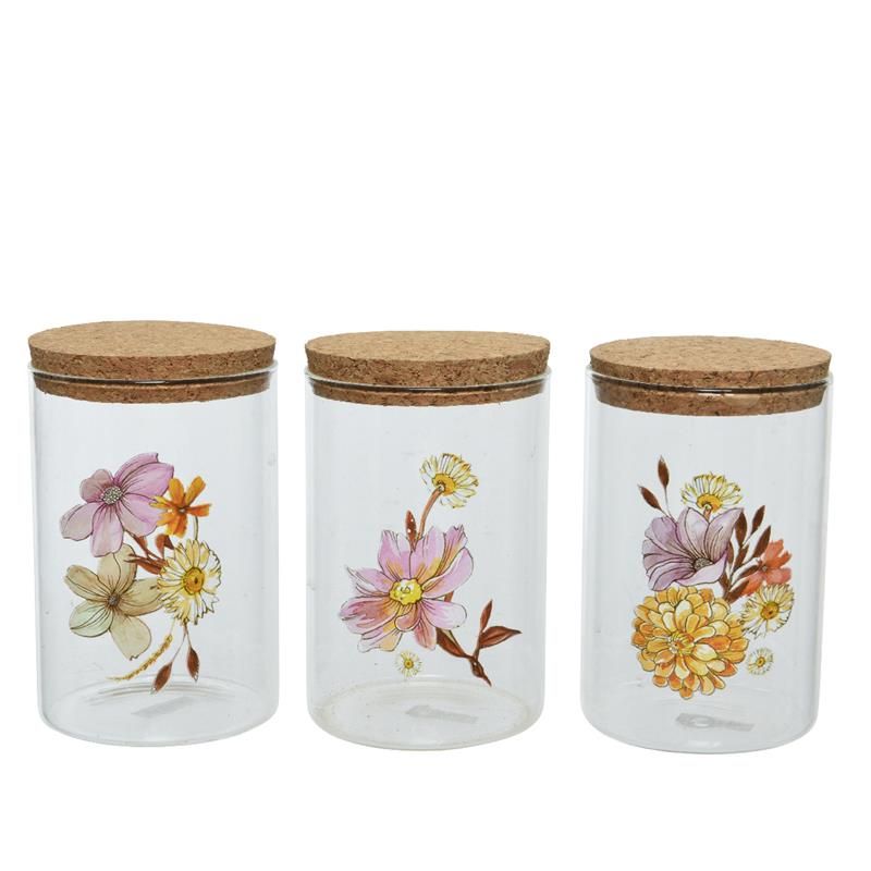 Kaemingk 13cm Decoris Storage Jar Glass With Dried Flowers Image (Choice of 3)