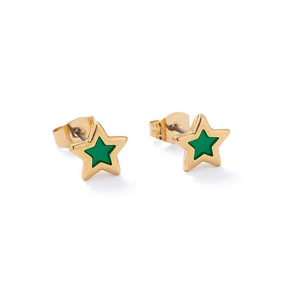 Carrie Elspeth Green Golden Star Earring Studs