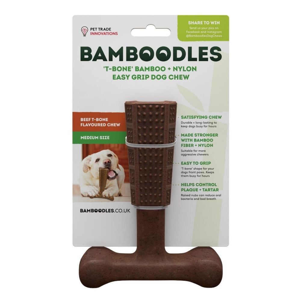 Bamboodles 6" T-Bone Dog Chew - Beef Medium