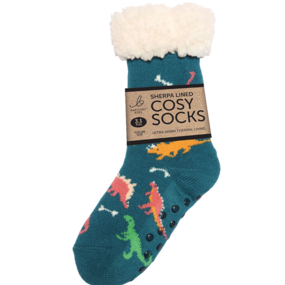 Bartleby Childs Dinosaur Sherpa Socks