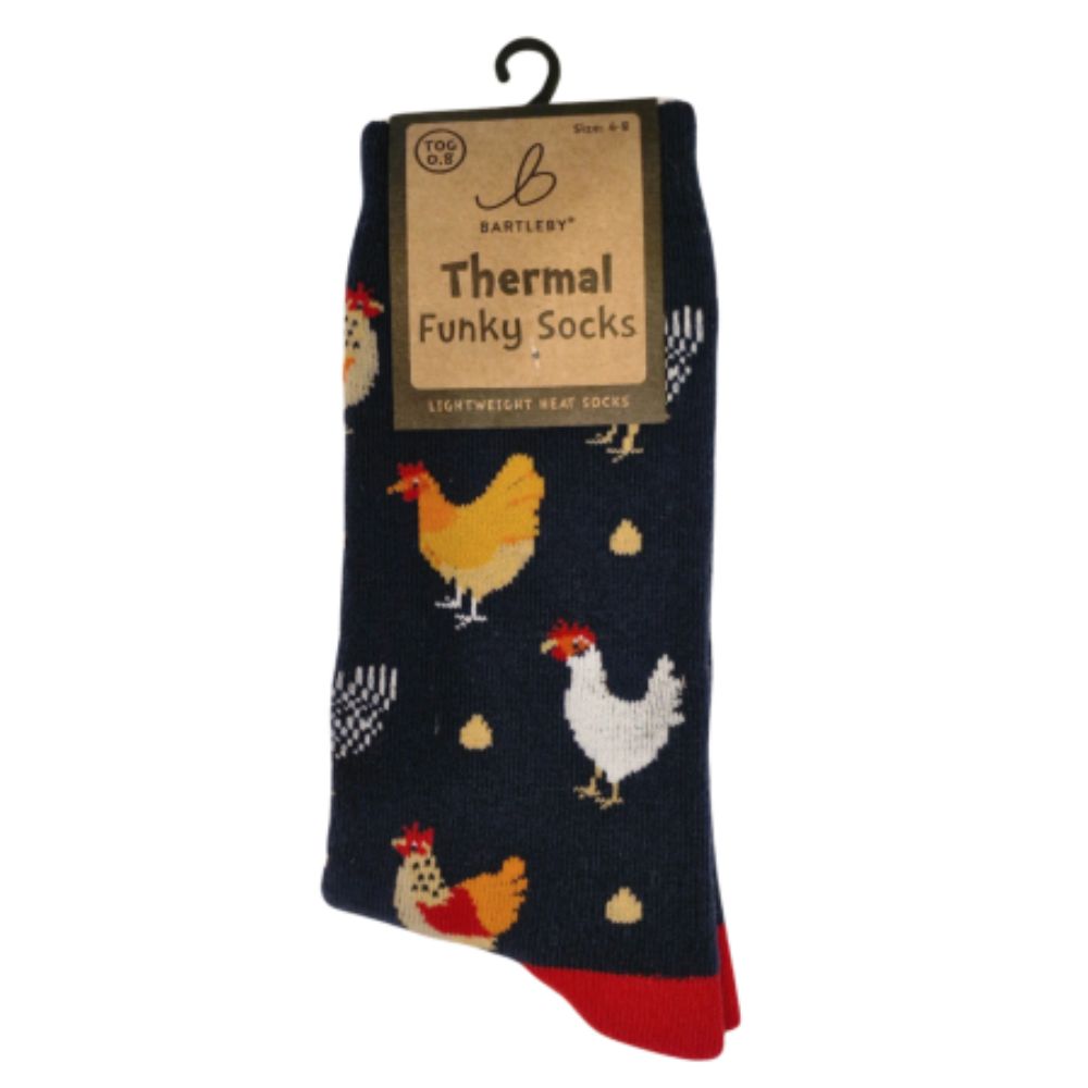 Bartleby Colourful Chickens Thermal Socks Size 4-8