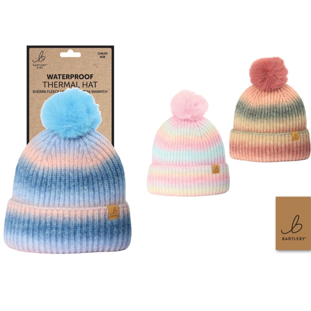 Bartleby Girls Waterproof Spacedye Bobble Hat (Choice of 3)