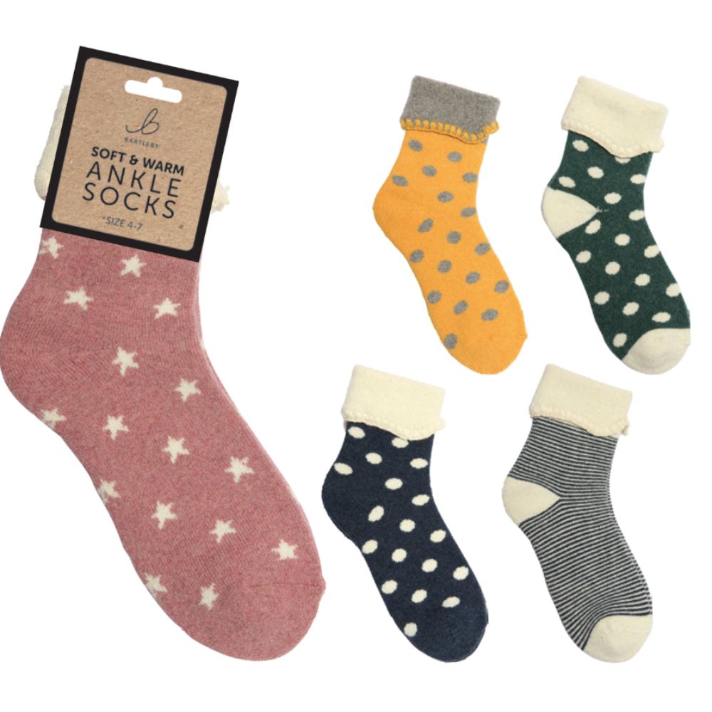 Bartleby Ladies Ankle Socks Size 4-7 (Choice of 5)