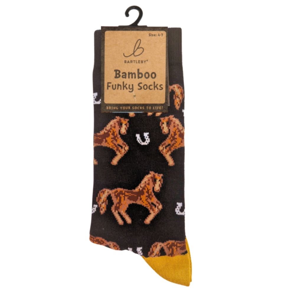 Bartleby Ladies Country Horse Funky Bamboo Socks - Size 4 - 7