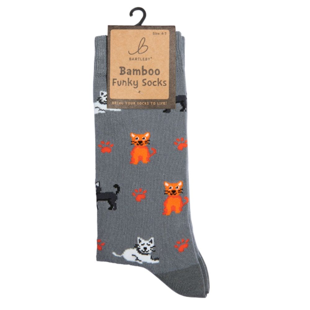 Bartleby Ladies Crazy Cats Funky Bamboo Socks - Size 4-7