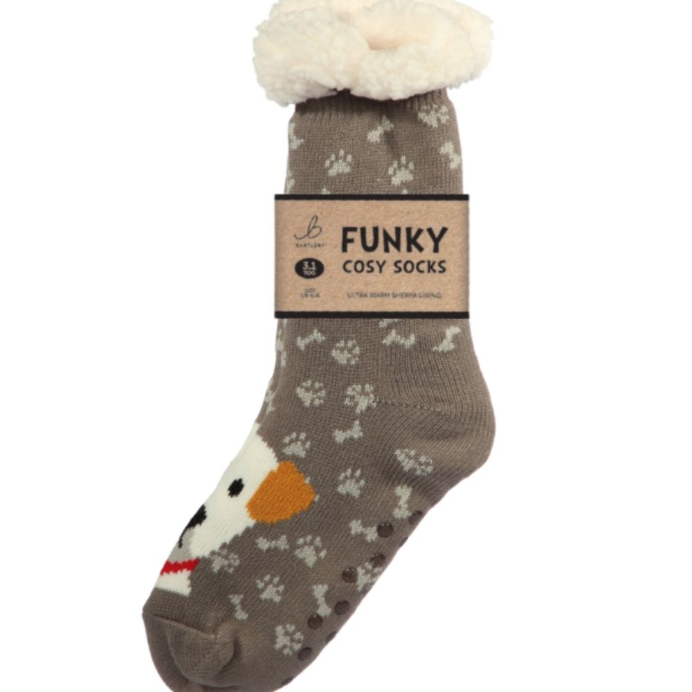 Bartleby Ladies Playful Puppies Sherpa Socks