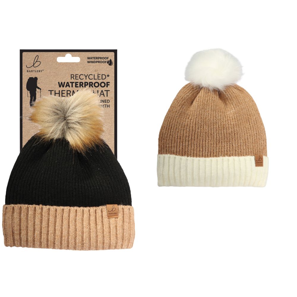 Bartleby Ladies Waterproof Contrast Bobble Hat (Choice of 2)