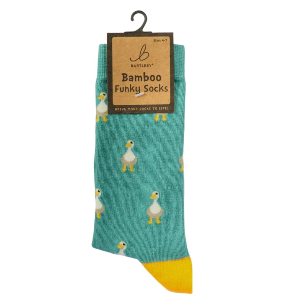 Bartleby Ladies White Duck Funky Bamboo Socks - Size 4-7