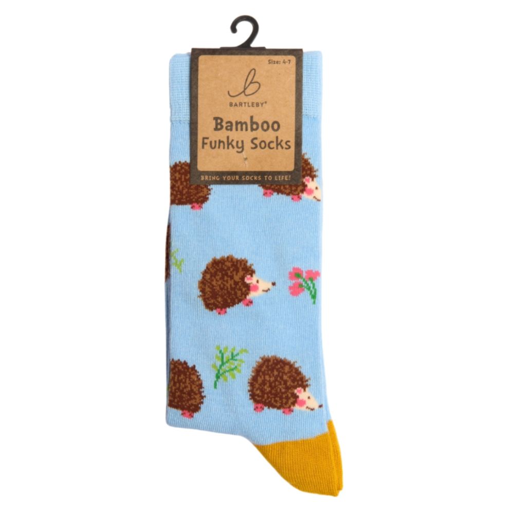 Bartleby Ladies Woodland Hedgehogs Funky Bamboo Socks - Size 4-7
