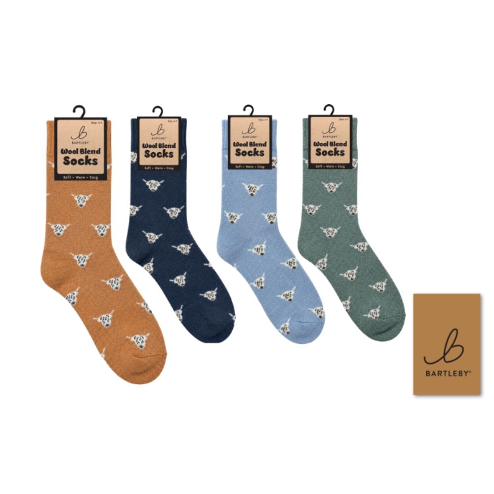 Bartleby Ladies Wool Blend Socks - Highland Cow (Choice of 4)